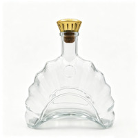 Bouteille de liqueur en verre transparent sans plomb de 700 ml, forme éventail, unique, avec bouchon en liège, gravure personnalisée, décalcomanie, emballage de luxe pour brandy