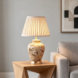 Lámpara de Mesa de Cerámica con Diseño Floral y de Aves, Estilo Chino, E27 LED 220V, Luz Cálida, Decoración para Dormitorio y Sala de Estar - Product Image 1