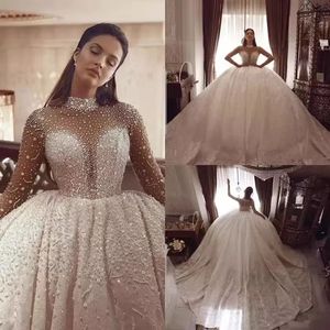 NDA10190 Nouvelle <span class=keywords><strong>Robe</strong></span> <span class=keywords><strong>de</strong></span> Mariée Européenne et Américaine <span class=keywords><strong>Grande</strong></span> <span class=keywords><strong>Taille</strong></span> Transparente à Bustier, Manches Perlées et Jupe Volumineuse - Product Image 5