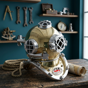 Casco de Buceo CHk de Latón Dorado Antiguo Pulido y Grabado de 18 Pulgadas para Navidad, Año Nuevo, Año Nuevo Chino, Halloween y Hogar - Product Image 1