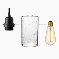 Abat-jour en verre à bulles de 90 mm de diamètre et 170 mm de hauteur, universel, adapté à la plupart des bases de lustres et de lampes murales standard