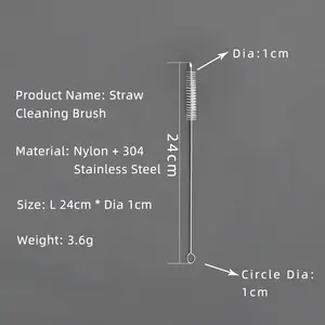 Bàn chải vệ sinh ống hút bằng thép không gỉ, tùy chỉnh OEM, dễ dàng vệ sinh, dùng cho gia đình - Product Image 3