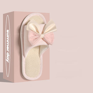 Nouvelle Collection 2025 – Chaussons en Lin à Nœud Papillon – Antidérapants d'Intérieur – Vente en Gros - Product Image 2