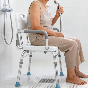 Tabouret de douche avec accoudoirs et dossier antidérapant pour personnes âgées et handicapées, taille unique - Product Image 1