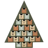 Calendrier de l'Avent créatif transfrontalier, arbre de Noël vert, forme triangulaire, 24 compartiments, tiroir de bureau pour la maison