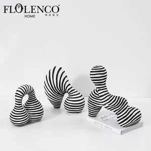 Floloco-Decoración de cerámica para el hogar, accesorio minimalista y moderno nórdico con textura de cebra blanca y negra mate, novedad de 2022