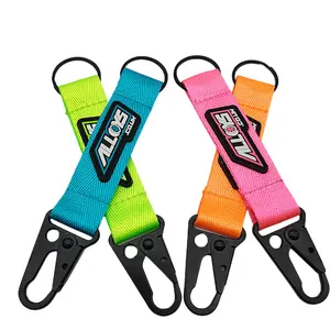 Factory Wholesale PVC Rubber Patches Eagle Hook Olecranon Keychain Carabiner Short Nylon Strap Keychain With Short Lanyards