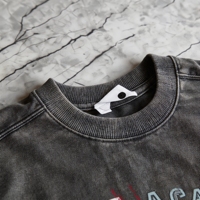 T-shirt sweat-shirt à manches courtes personnalisé par le fabricant, effet vieilli, vintage, délavé à l'acide, streetwear, style déchiré, hip-hop, col rond