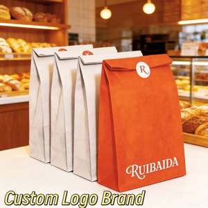 Wholesale Recyclable Greaseproof Food Paper <b>Bag</b> Custom Logo Printed White Brown Kraft Paper with Sticker for Bakery Candy <b>Cookie</b> - Product Image 4