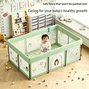 Barrière <span class=keywords><strong>de</strong></span> sécurité pour bébé UD, parc <span class=keywords><strong>de</strong></span> jeu transparent en maille pour tout-petits, tissu imprimé à motifs animaux <span class=keywords><strong>amovible</strong></span> - Product Image 1