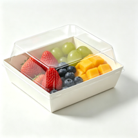 Conteneur alimentaire en papier 13,5x12,5 cm avec couvercle en dôme transparent, hauteur 6,5 cm, compartiment unique, boîte jetable à emporter, logo personnalisé