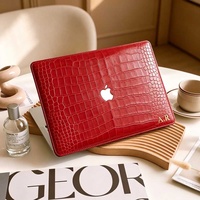 Étui rigide en cuir de crocodile marron à imprimé léopard Yihe pour MacBook Air 2022 A2681 Macbook Pro