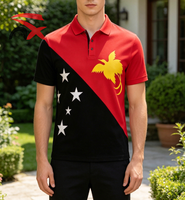Chemises à manches courtes décontractées d'été imprimées en 3D personnalisées, chemise polo pour hommes avec drapeau de Papouasie-Nouvelle-Guinée, vêtements