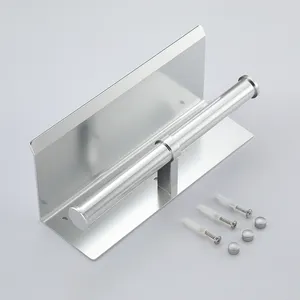 Space Aluminum Self Adhesive Double Toilet Paper Holder With Shelf Toilet Paper Roll Holder Toilet Roll Holder