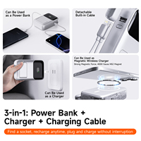 Cargador Rápido de 22.5W y 10000mAh, Banco de Energía Magnético Inalámbrico con Cable Integrado, Banco de Energía Magnético PD