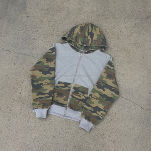 Sweat à capuche personnalisé en coton, patchwork, tricot gaufré, double fermeture éclair, impression DTG, camouflage, sweats à capuche pour hommes - Product Image 1