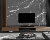 Panneau mural en PVC Carbon Rock Baijiaxiang, panneau mural en marbre pour décoration, panneau mural d'accentuation, marbre et paillettes dorées