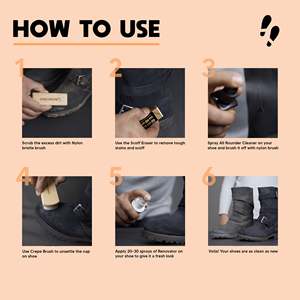 Achetez un kit de nettoyage premium pour daim avec nettoyant, rénovateur, brosse douce, brosse en crêpe et gomme pour chaussures en daim et nubuck - Product Image 2