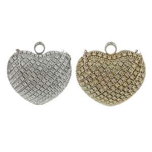 Bolsos de Noche con Forma de Corazón y Pedrería para Mujer, Bolso de Mano de Cristal Dorado para Fiesta de Graduación - Product Image 4