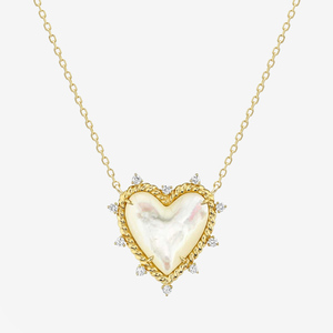 Joyería de plata 925 chapada en oro de dos tamaños Petite MOP turquesa ónix rojo Coral corazón Twist Collar para mujer - Product Image 1