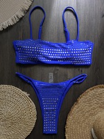 Micro Bikini en cristal avec haut en triangle String G extrême Bikinis Maillot de bain pour femmes Maillots de bain exotiques avec logo personnalisé Vente en gros