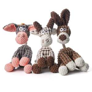 צעצועי לעיסה לכלבים אקולוגיים סיטונאיים, צעצועי כלבים רכים מפרווה עם צפצפה, צעצועי לעיסה רכים ממולאים בכותנה בצורת חמור לחיות מחמד - Product Image 2