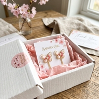 Cartes de présentation de bijoux personnalisées en carton épais, motif Papillon Sakura Rose Poudré et Fleur de Cerisier, pour boucles d'oreilles, OEM, Logo Personnalisé, Vente en Gros