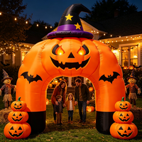 Arche de citrouille gonflable géante pour Halloween, lumières LED, étanche, alimentée par batterie, durable, installation facile pour décorations de vacances en extérieur