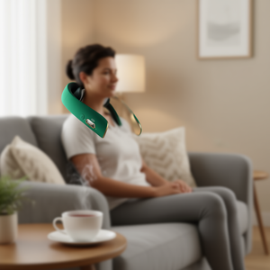 SKG K5 2 CN Masseur de cou et d'épaules vert avec fonction chauffante et batterie intégrée pour massage du cou - Product Image 2