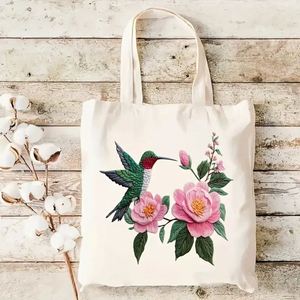 Sac fourre-tout en toile personnalisé pour femme avec logo imprimé et motif floral - Sac de voyage et de shopping réutilisable pour l'été/l'hiver et toutes les saisons - Product Image 4