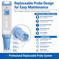 pH-mètre numérique portable professionnel, testeur de température ORP, étanche IP67, sonde remplaçable ATC, moniteur de qualité de l'eau
