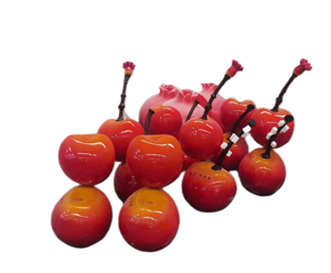 Haute qualité cerise pomme rouge verre Sculpture réaliste noël centre commercial décoration de sol élégant fibre de verre fruits pour - Product Image 1