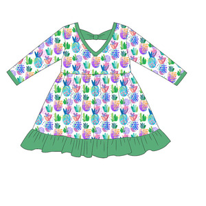 Robe à fleurs imprimée de dessins animés <span class=keywords><strong>pour</strong></span> filles, tenues adorables <span class=keywords><strong>pour</strong></span> bébés et enfants, robes en tissu doux <span class=keywords><strong>pour</strong></span> l'été, personnalisation OEM disponible - Product Image 2