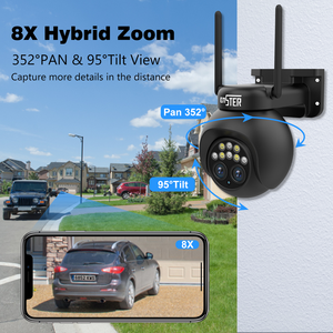 Système de caméra de sécurité WIFI ENSTER pour extérieur, zoom optique 8X, audio bidirectionnel, vision nocturne, étanche IP66, 6,0 MP - Product Image 4