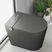 Cuvette de toilette intelligente monobloc avec bidet intégré, chasse d'eau automatique par capteur, télécommande, compatible siphon en P/S, design allongé