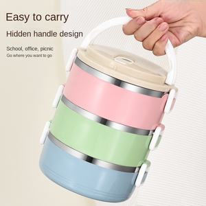 Marmita Portátil de Aço Inoxidável 304 Isolada com Compartimentos em Múltiplas Camadas e Vedação Estilo Japonês para Estudantes e Funcionários de Escritório - Product Image 3