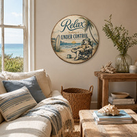 Plaque en métal vintage 'Relax Beach Dog', décor mural côtier rustique, affiche de vacances d'été, panneau métallique amusant