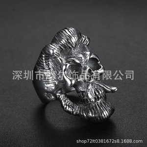 Retro Old Men's and Women's Titanium Steel <strong>Ring</strong> Stainless Steel High <strong>Profile</strong> Retro Beard Old Man <strong>Ring</strong> - Product Image 2
