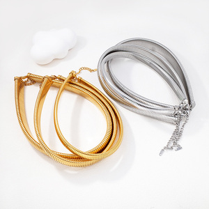 Großhandel Mode Edelstahl Schmuck 18 Karat vergoldet wasserdicht übergroße klobige elastische Schlange dicke Kette Choker Halskette - Product Image 2