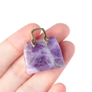 DIY Natural Crystal Bag Gemstone mini handbag Healing Energy Crystal Raw Stone Bag for Gemstone Decoration