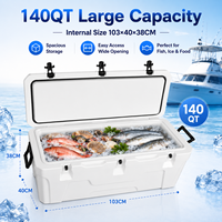 Offre Spéciale : Glacière Portable Rotomoulée 140L en LLDPE + Mousse PU, Isolation Thermique, Maintien de la Glace 3-5 Jours, Bouchon de Vidange Étanche