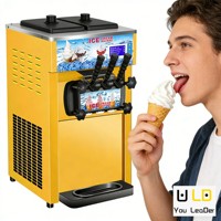 Machine à glace molle portable avec pompe à air, 2+1 saveurs mélangées, congélation rapide, garantie d'un an, usage commercial, acier inoxydable