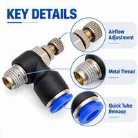 Nouvel embout pneumatique réglable pour coude de raccordement, pour assistance laser CO2, connecteur enfichable pour tube de 6 mm/8 mm de diamètre extérieur