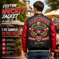Veste en cuir véritable pour homme OEM, automne, avec broderie appliquée, patch personnalisé, deux tons contrastés, en peau d'agneau, style streetwear