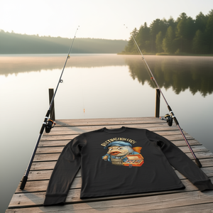 T-shirt à manches longues avec motif visage de poisson au repos, design pêcheur - Product Image 3