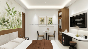Juego de Muebles de Dormitorio Modernos Personalizables para Hotel de 3 Estrellas, Cama de Panel de Madera, Mesitas de Noche, Armario, Mueble para TV, Mesa Auxiliar - Product Image 3