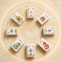 Tuiles de Mahjong Américaines Modernes en Acrylique Double Couche Premium, Peintes à la Main, Écologiques, Taille Standard, OEM ODM Marque Privée