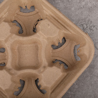 Porte-gobelet réutilisable pour café thé boisson chaude porte-gobelet en pâte à papier 4 compartiments porte-papier kraft à emporter porte-emballage