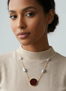 Collana Inspire Jewelry in Acciaio Inossidabile con Aqeeq e Perla Grigia <span class=keywords><strong>Muhammed</strong></span> - Product Image 2