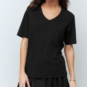 Camiseta de Verano para Mujer, Lisa, Teñida, Transpirable, de Secado Rápido, Cuello en V, Manga Corta, Informal, para Actividades al Aire Libre - Product Image 1
